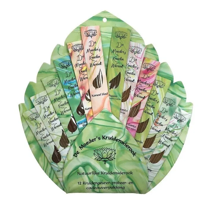 De Moeder's Kruidenwierook-  Waaier 12×6 stokjes natuurlijke kruiden