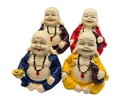 Set van 4 Lachende Boeddha Beeldjes