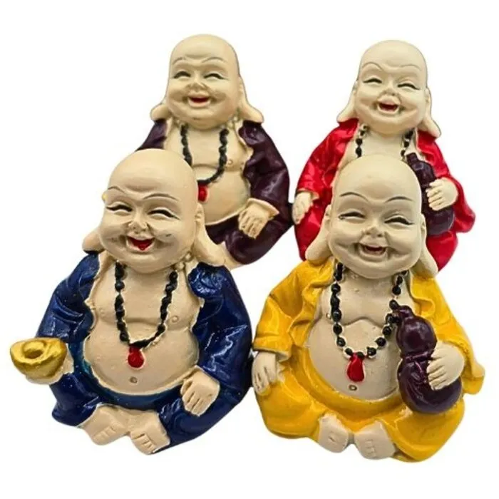 Set van 4 Lachende Boeddha Beeldjes