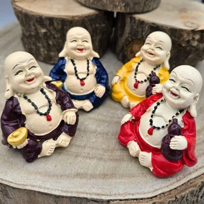 Set van 4 Lachende Boeddha Beeldjes