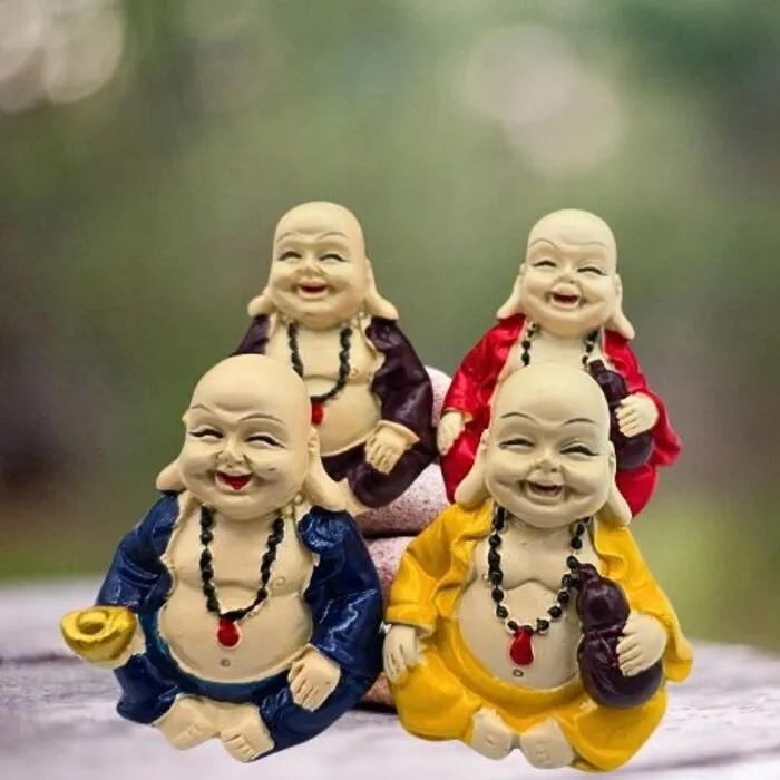 Set van 4 Lachende Boeddha Beeldjes