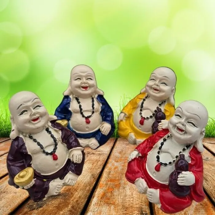 Set van 4 Lachende Boeddha Beeldjes