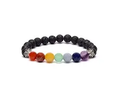 Chakra armband lavasteen elastisch
