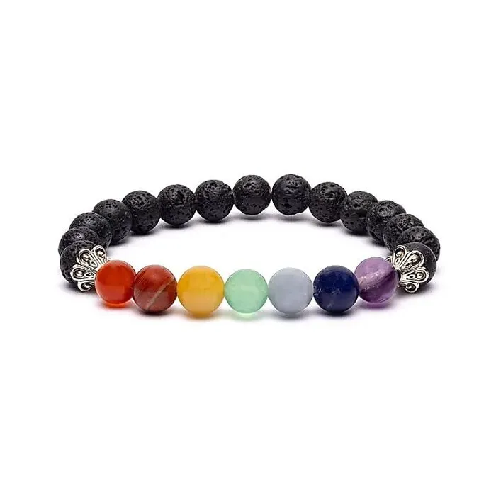Chakra armband lavasteen elastisch