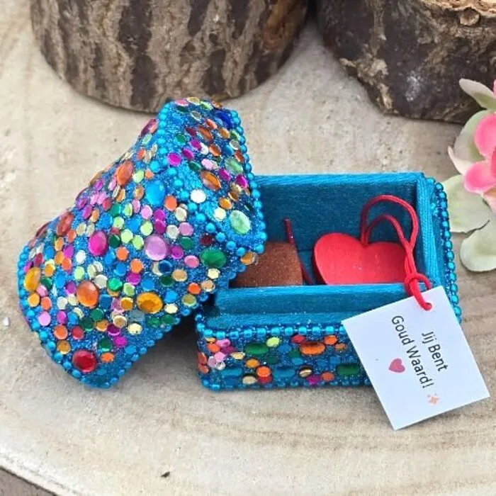 Glitterdoosje "Jij Bent Goud Waard" Met Goudsteen
