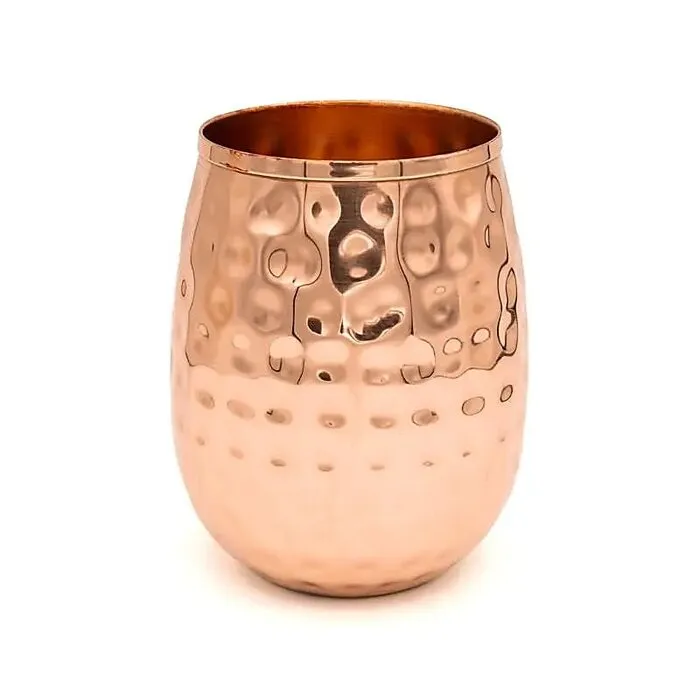 Koperen drinkbeker gehamerd