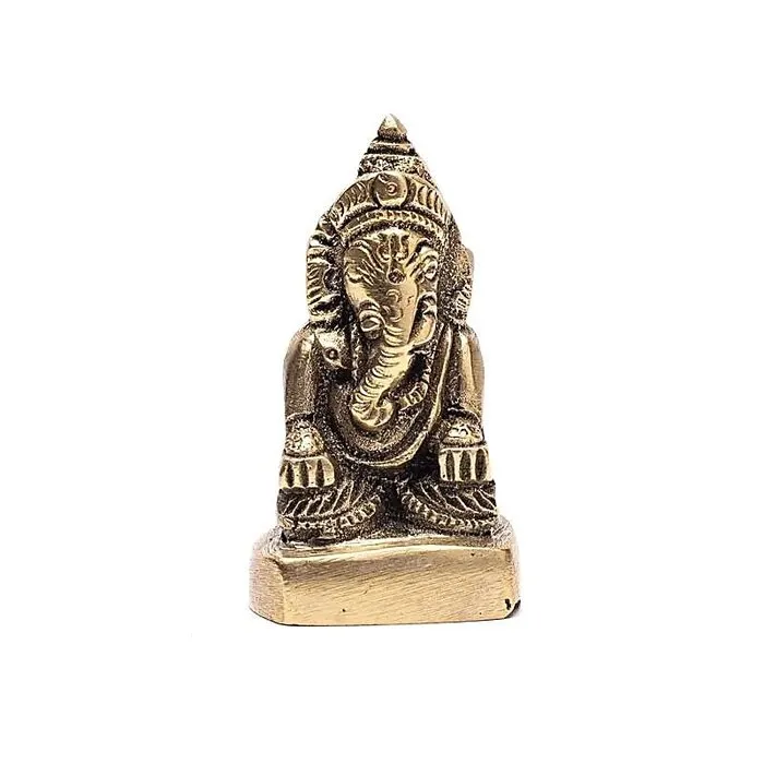 Mini Beeldje Ganesha Messing | Hindoe God van Wijsheid & Voorspoed