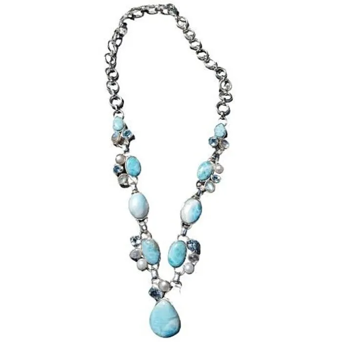 Luxe collier Larimar - Sterling zilver