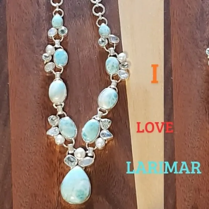 Luxe collier Larimar - Sterling zilver