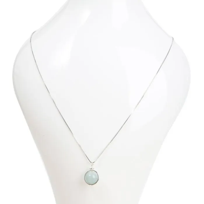Aquamarijn Bol Hanger - 925 Zilveren Ketting
