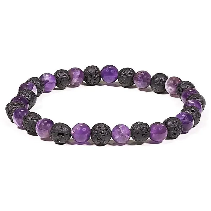 Armband Amethyst en lavasteen