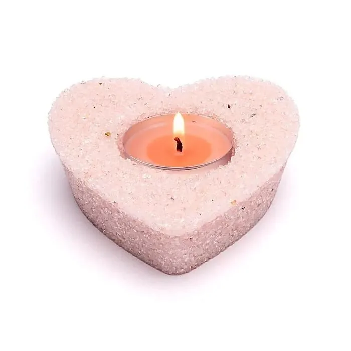 Waxinelichthouder hart rozenkwarts