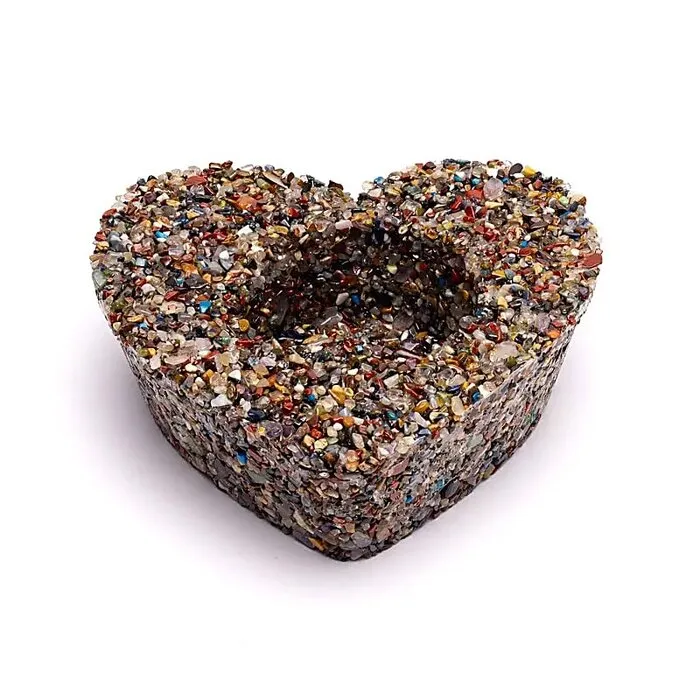 Waxinelichthouder hart gemixte edelstenen