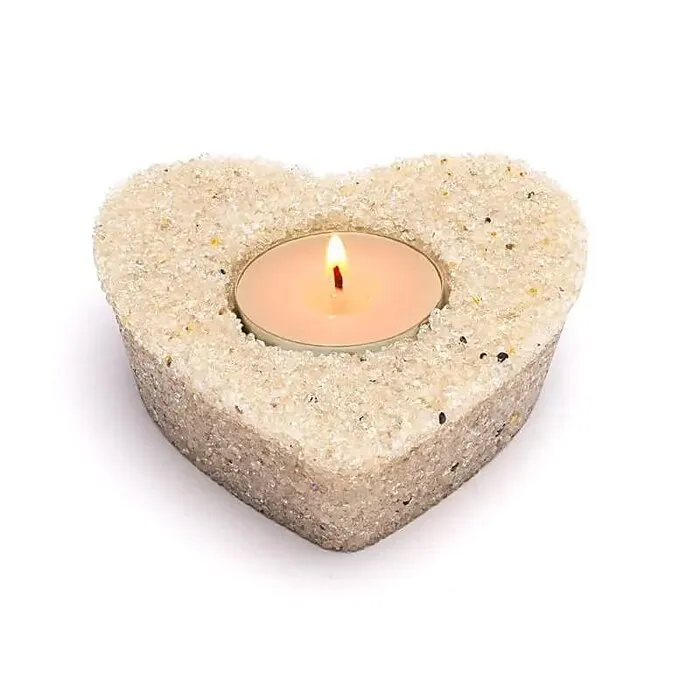 Waxinelichthouder hart bergkristal