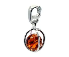 Hanger sterling zilver met amber kogel — 1.5 cm