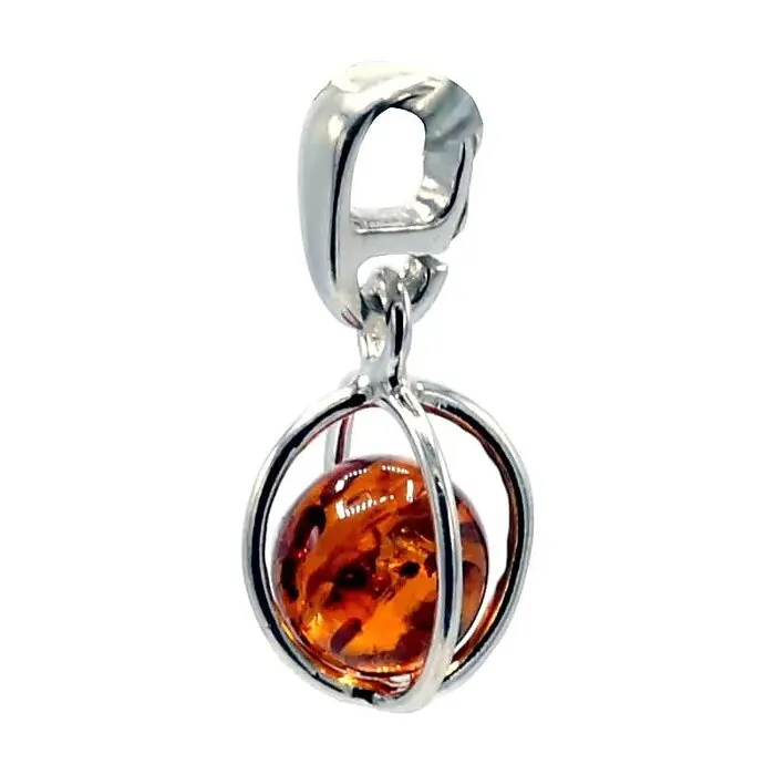 Hanger sterling zilver met amber kogel — 1.5 cm
