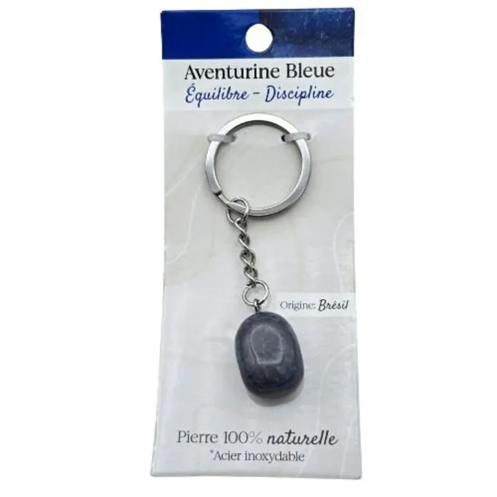 Sleutelhanger Blauwe Aventurijn – Evenwicht & Discipline