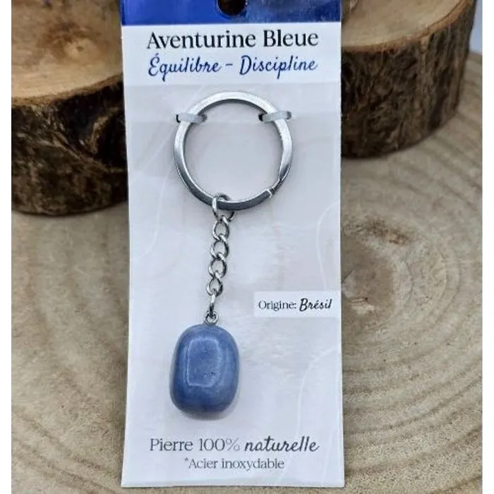 Sleutelhanger Blauwe Aventurijn – Evenwicht & Discipline