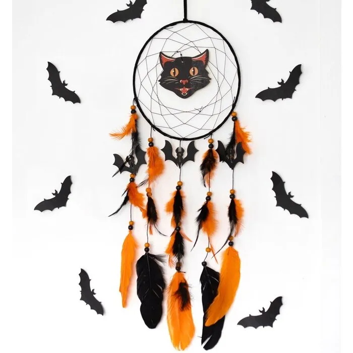 Halloween Dromenvanger Zwarte Kat & Vleermuizen