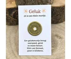 Chinees Geluksmuntje met Kaartje - 2,5 cm