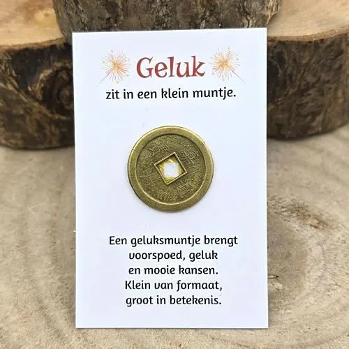 Chinees Geluksmuntje met Kaartje - 2,5 cm