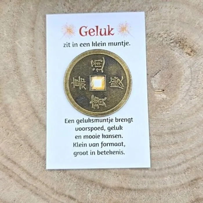 Chinees Geluksmuntje met Kaartje - 4 cm