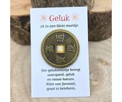 Chinees Geluksmuntje met Kaartje - 4 cm