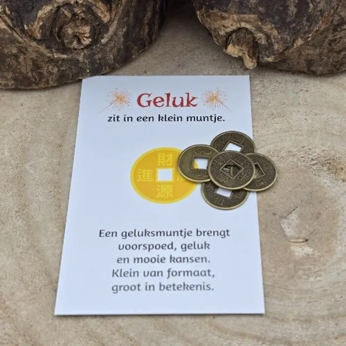 5 Mini Chinese Geluksmuntjes met Kaartje