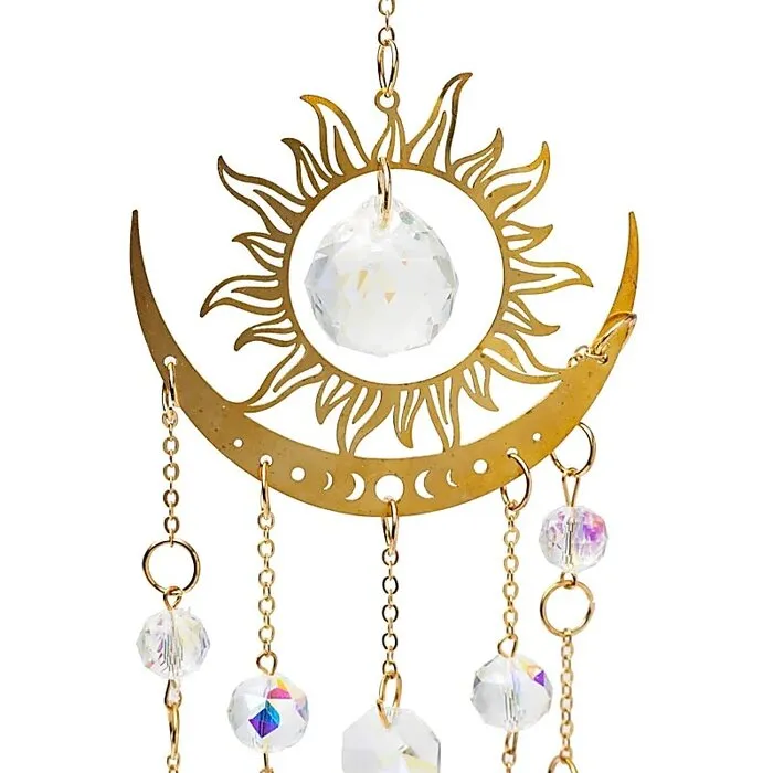 Suncatcher zon en halve maan met kristalglas