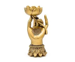 Theelichthouder Varada Mudra met Lotus goudkleurig