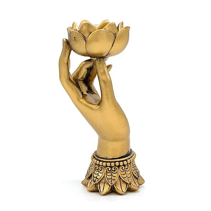 Lotus Theelichthouder Varada Mudra Goudkleurig