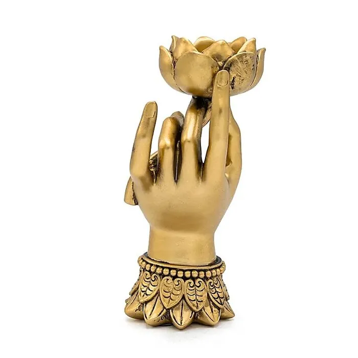 Lotus Theelichthouder Varada Mudra Goudkleurig