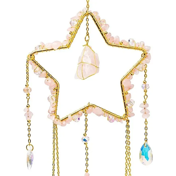 Suncatcher ster met rozenkwarts