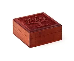 Mango Hout Gesneden Tree of Life Opbergdoosje