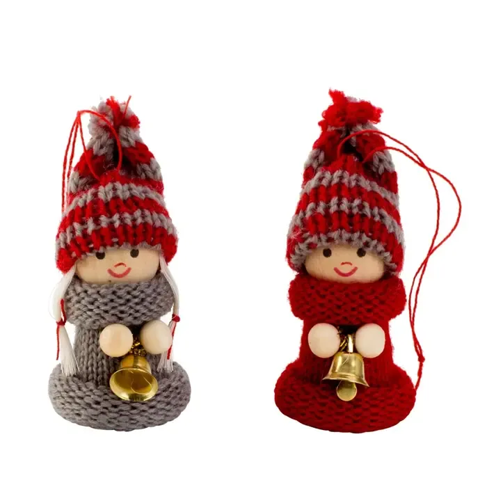 Houten kerstpop met belletje