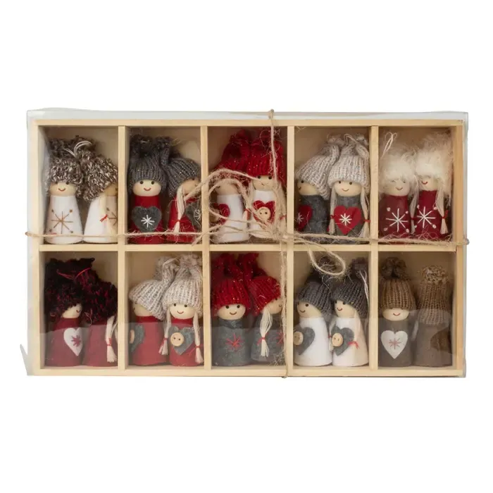 Houten kerstpoppetjes 20 stuks