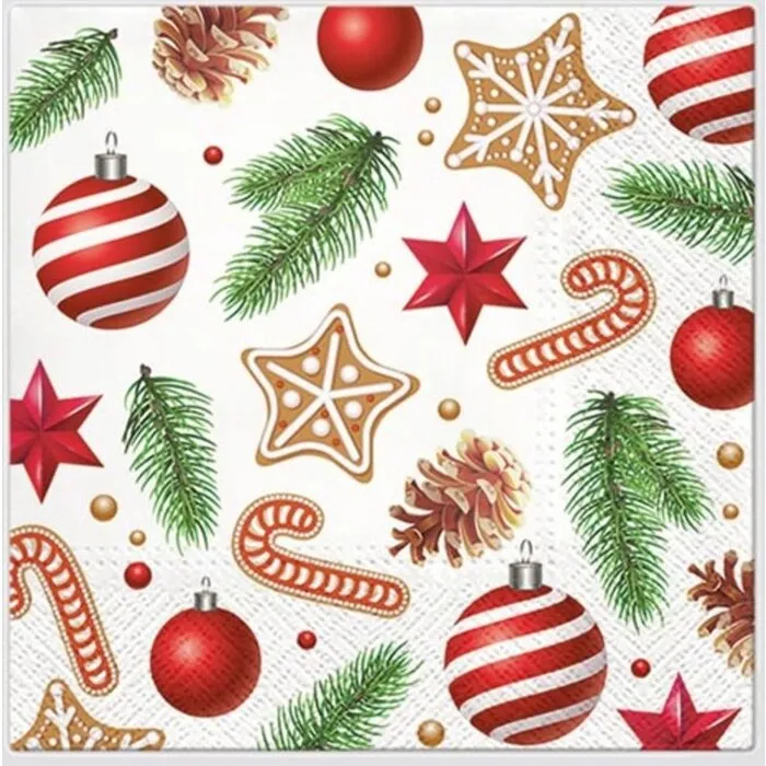 Servetten 20 stuks Sterren en kerstballen