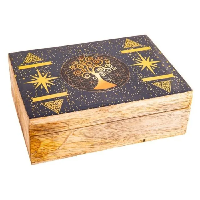 Fantasie houten kist levensboom