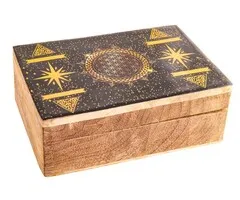 Fantasie houten kist Levensbloem