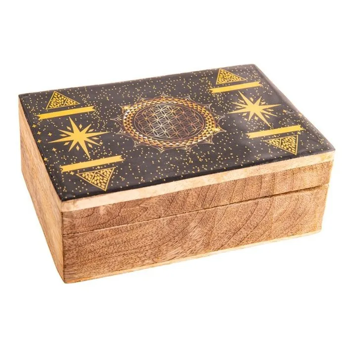 Fantasie houten kist Levensbloem