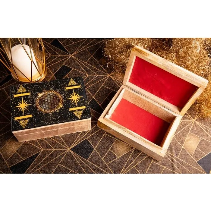 Fantasie houten kist Levensbloem