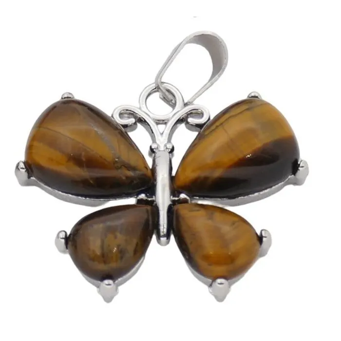 Tijgeroog Vlinder Edelsteen Hanger