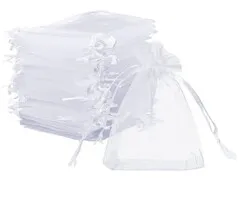 Organza zakje wit 9 x 11 cm