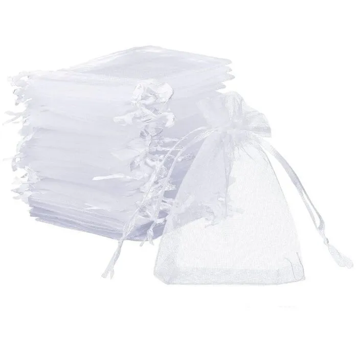 Organza zakje wit 9 x 11 cm
