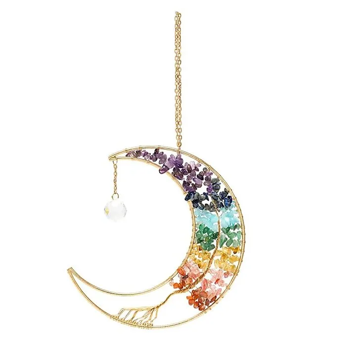 Suncatcher maan, levensboom en chakra stenen