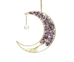 Suncatcher maan met amethist en levensboom