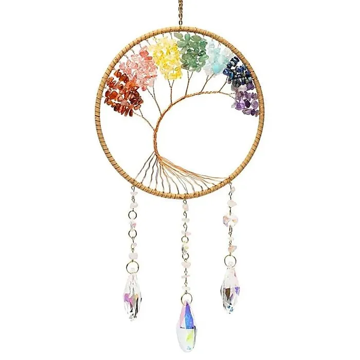 Suncatcher levensboom met chakra-stenen