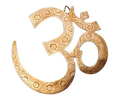 Om Wandsymbol Messing 27 cm