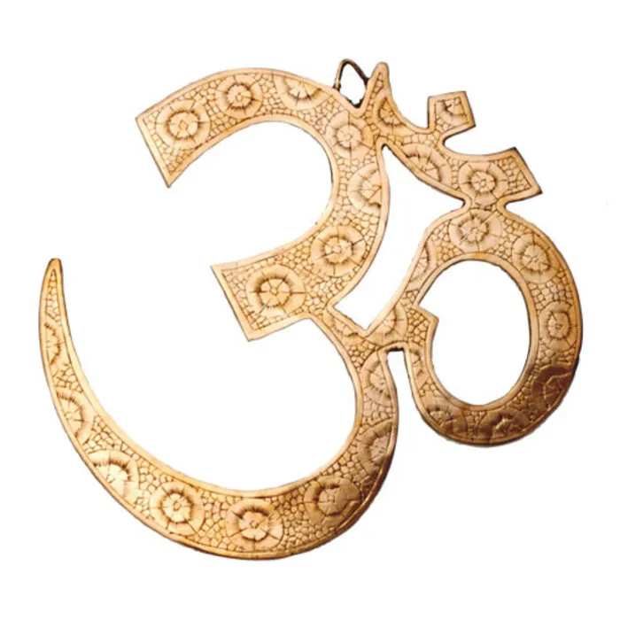 Om Wandsymbol Messing 27 cm