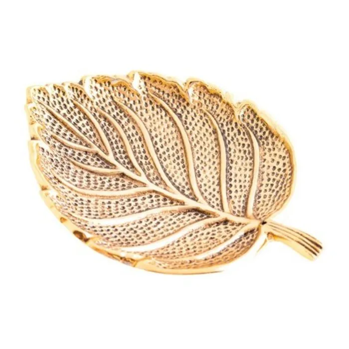 Wierookhouder blad, brons wit metaal, brons platina geplateerd